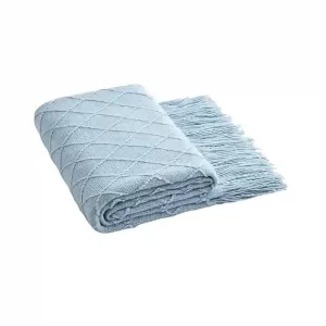 Couverture tricotée bleue