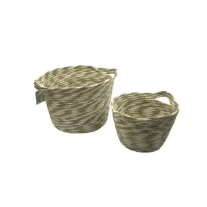 Panier en polyéthylène beige et blanc Lot de 2